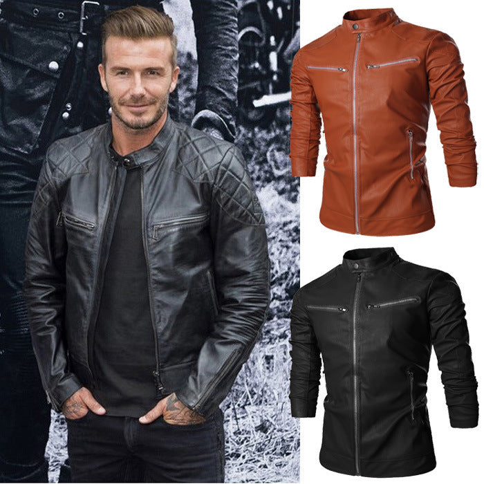 Korean Mens Leather Jacket Motorcycle Jacket Men - WOMONA.COM