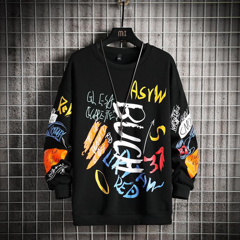 SingleRoad Mens Crewneck Sweatshirt Men Harajuku Oversized Japanese Streetwear Hip Hop Black Hoodie Men Sweatshirts Hoodies - WOMONA.COM