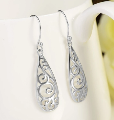 White Stud Carved Earrings - WOMONA.COM