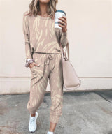 Printed Casual Long-Sleeved Women's Suit - WOMONA.COM