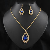 Double Drop Crystal Set Necklace Earrings - WOMONA.COM