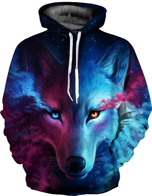 Men's blue 3D print pullover hoodie