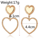 Metal-Sized Heart-Shaped Earrings With Exaggerated Studs Hollow Out Heart Shape - WOMONA.COM