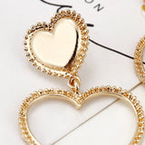 Metal-Sized Heart-Shaped Earrings With Exaggerated Studs Hollow Out Heart Shape - WOMONA.COM