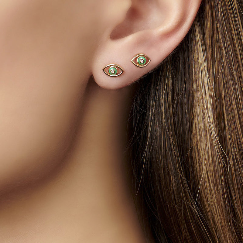 Diamond Devil's Eye Stud Earrings - WOMONA.COM