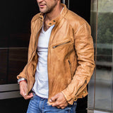 Punk Mens Motorcycle Leather Jacket - WOMONA.COM