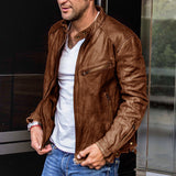 Punk Mens Motorcycle Leather Jacket - WOMONA.COM