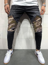 Men s Pleated Camouflage Slim fit Jeans - WOMONA.COM