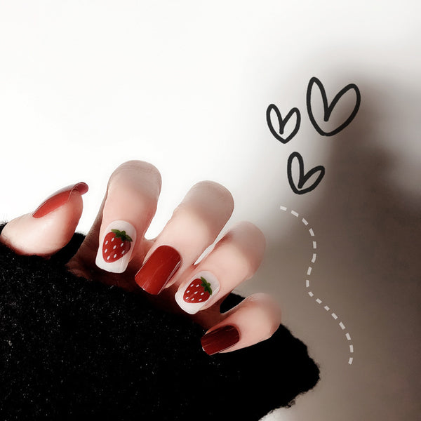 Cute Short Fake Nails Finished Nail Patch - WOMONA.COM