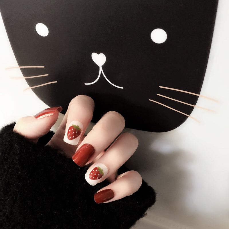 Cute Short Fake Nails Finished Nail Patch - WOMONA.COM