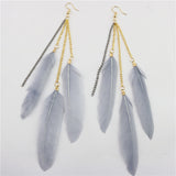 Natural Feather Tassel Earrings - WOMONA.COM