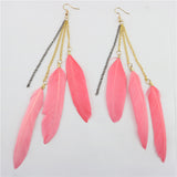 Natural Feather Tassel Earrings - WOMONA.COM