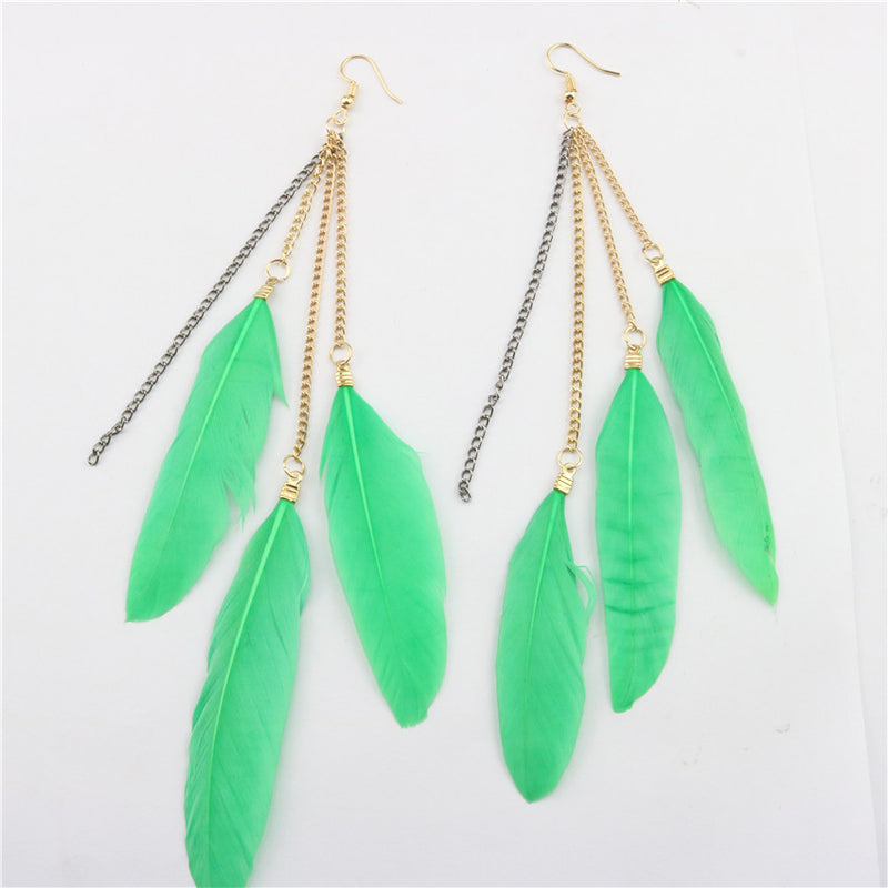 Natural Feather Tassel Earrings - WOMONA.COM