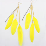 Natural Feather Tassel Earrings - WOMONA.COM