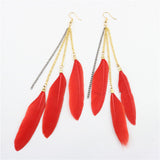 Natural Feather Tassel Earrings - WOMONA.COM