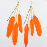 Natural Feather Tassel Earrings - WOMONA.COM