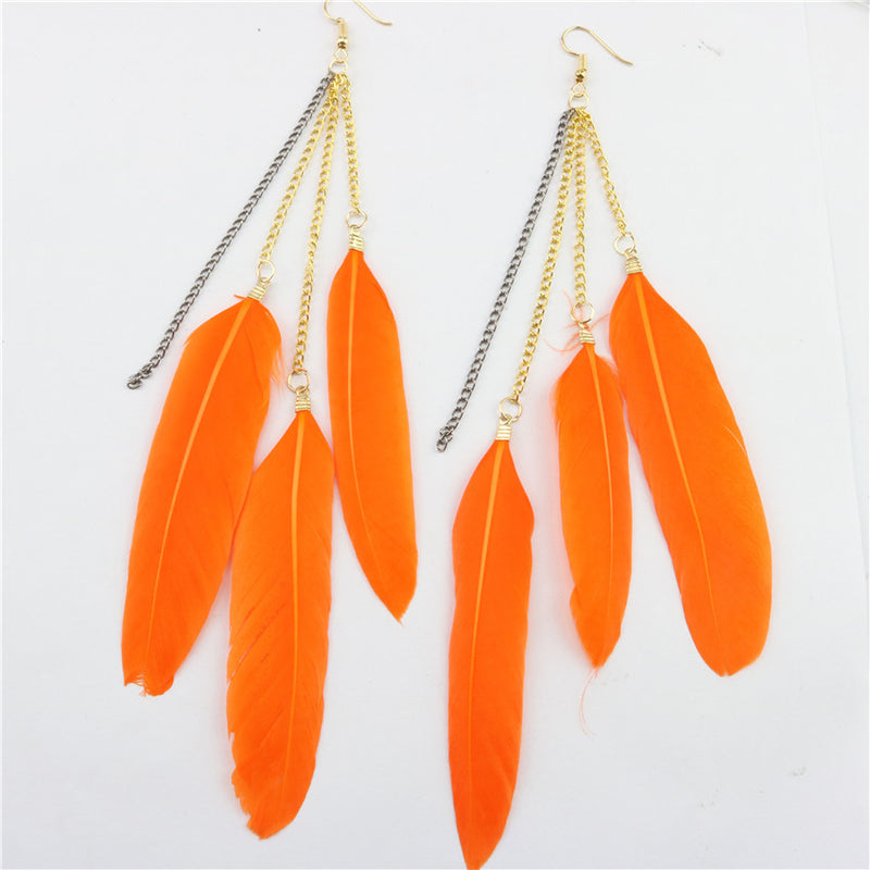 Natural Feather Tassel Earrings - WOMONA.COM