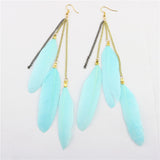 Natural Feather Tassel Earrings - WOMONA.COM