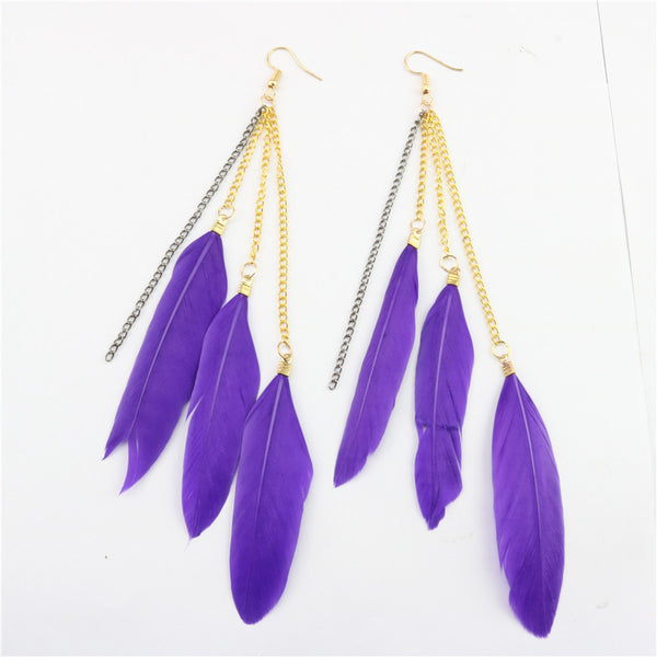 Natural Feather Tassel Earrings - WOMONA.COM