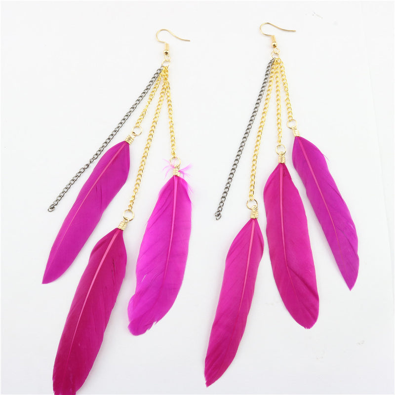 Natural Feather Tassel Earrings - WOMONA.COM