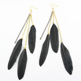 Natural Feather Tassel Earrings - WOMONA.COM