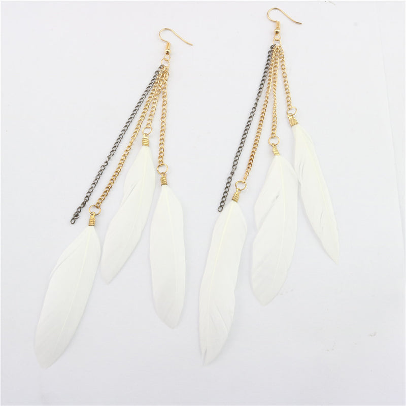 Natural Feather Tassel Earrings - WOMONA.COM