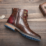 Men's Leather Boots Fashion Tooling Short Boots - WOMONA.COM