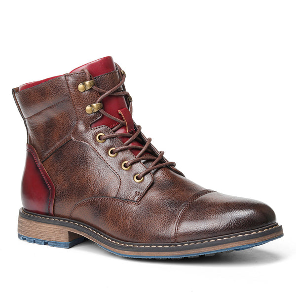 Men's Leather Boots Fashion Tooling Short Boots - WOMONA.COM