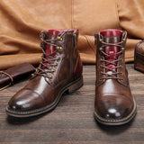 Men's Leather Boots Fashion Tooling Short Boots - WOMONA.COM