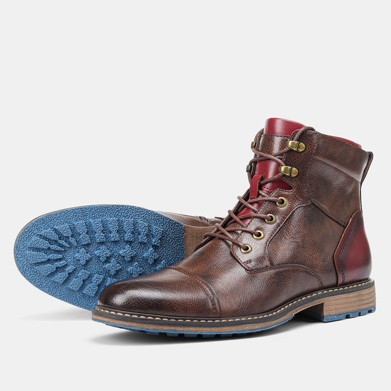 Men's Leather Boots Fashion Tooling Short Boots - WOMONA.COM