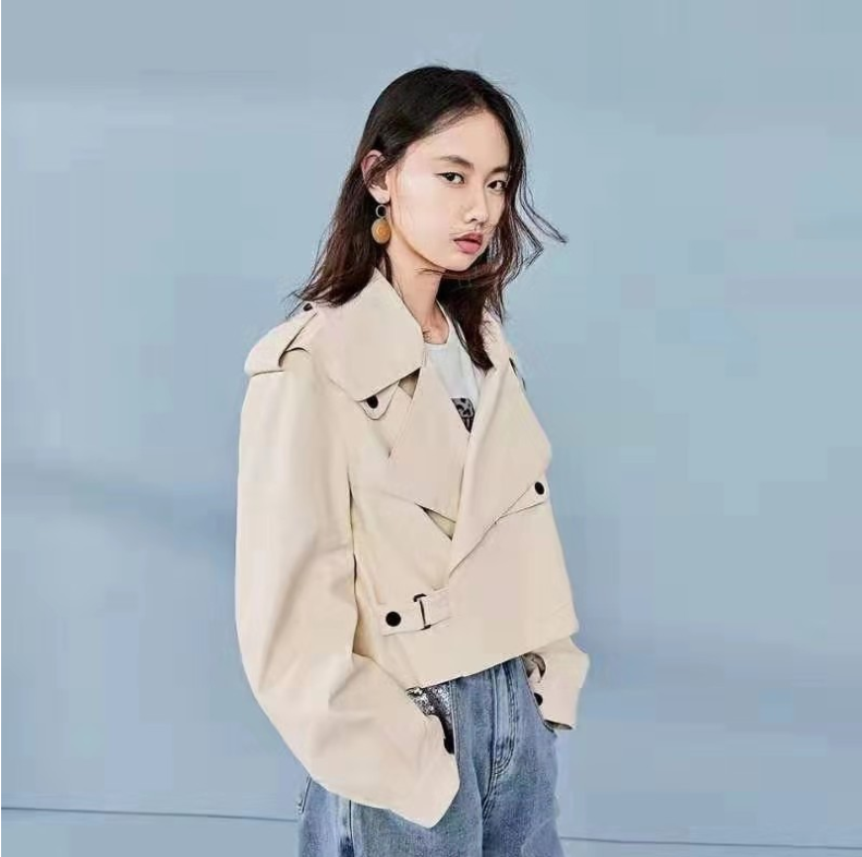 Leather Jacket Ladies Zipper Belt Short Coat - WOMONA.COM