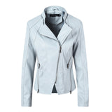 Slim Leather Ladies Coat Pu Jacket - WOMONA.COM