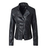 Slim Leather Ladies Coat Pu Jacket - WOMONA.COM