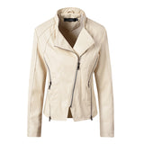 Slim Leather Ladies Coat Pu Jacket - WOMONA.COM