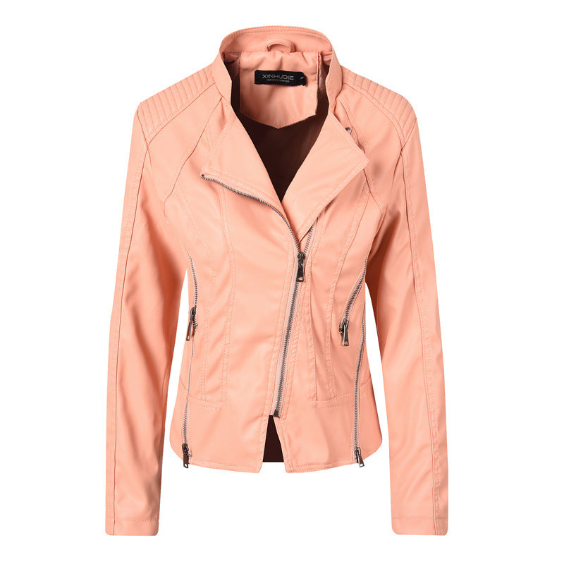 Slim Leather Ladies Coat Pu Jacket - WOMONA.COM