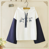 Merry Pretty Women Cartoon Embroidery Hooded Sweatshirts - WOMONA.COM