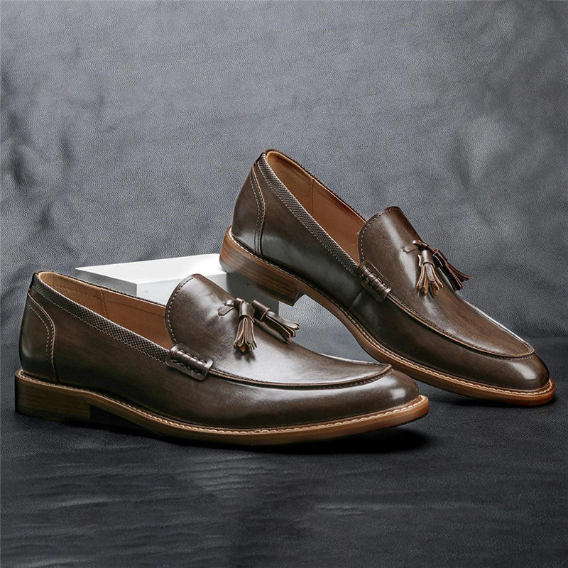 Men Casual Shoes Leather Loafers Business Dress Formal Shoes - WOMONA.COM