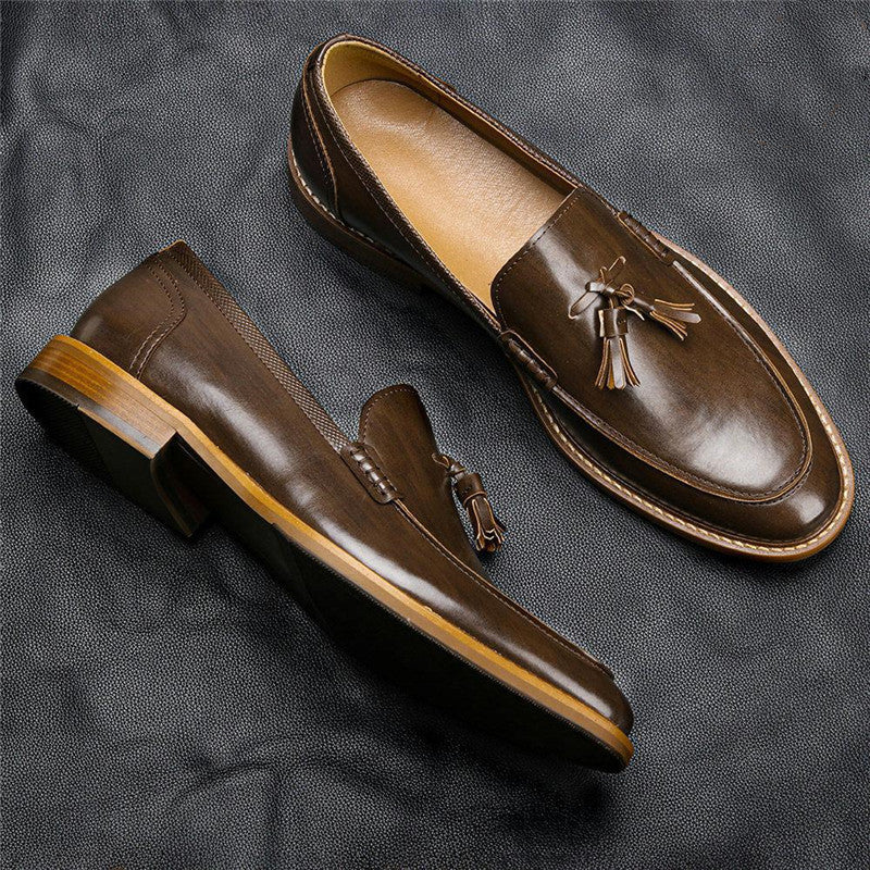 Men Casual Shoes Leather Loafers Business Dress Formal Shoes - WOMONA.COM