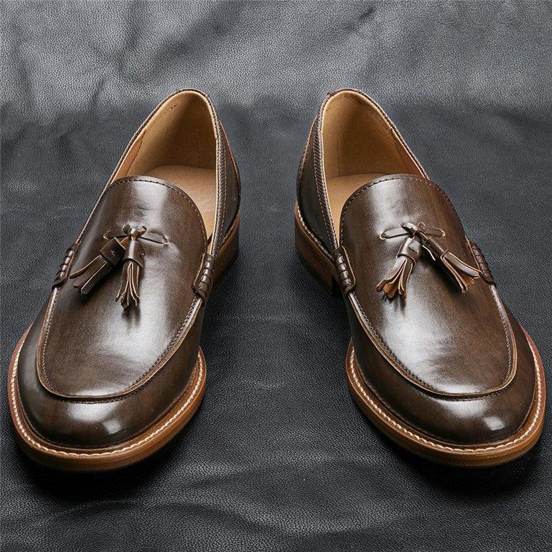 Men Casual Shoes Leather Loafers Business Dress Formal Shoes - WOMONA.COM