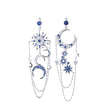 Eight-pointed Star Moon Long Tassel Earrings - WOMONA.COM