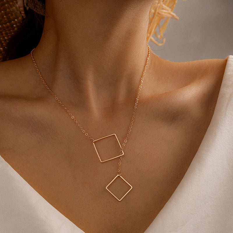 Square Alloy Ins Bohemian Fashion Single-layer Necklace - WOMONA.COM