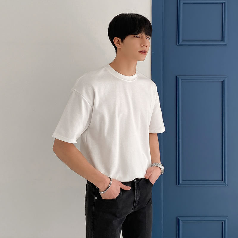 Men''s Loose Solid Color T-shirt Men''s