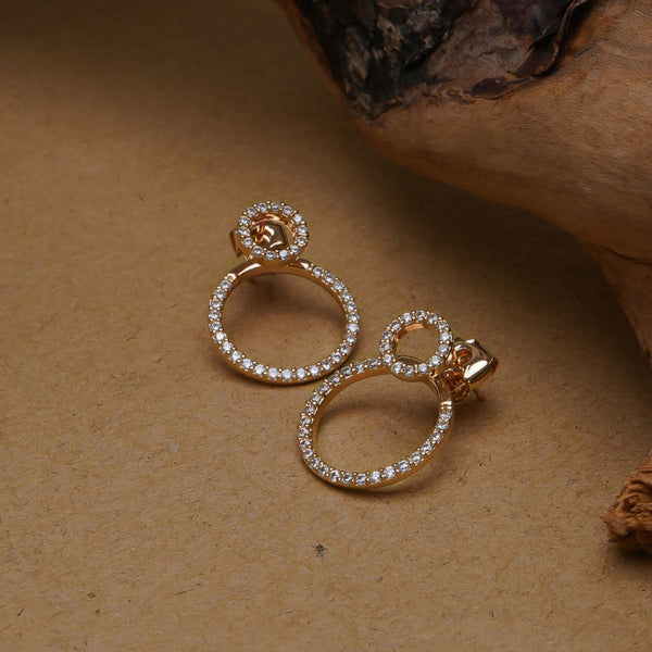 Micro Pave Zircon Front And Back Circle Stud Earrings - WOMONA.COM