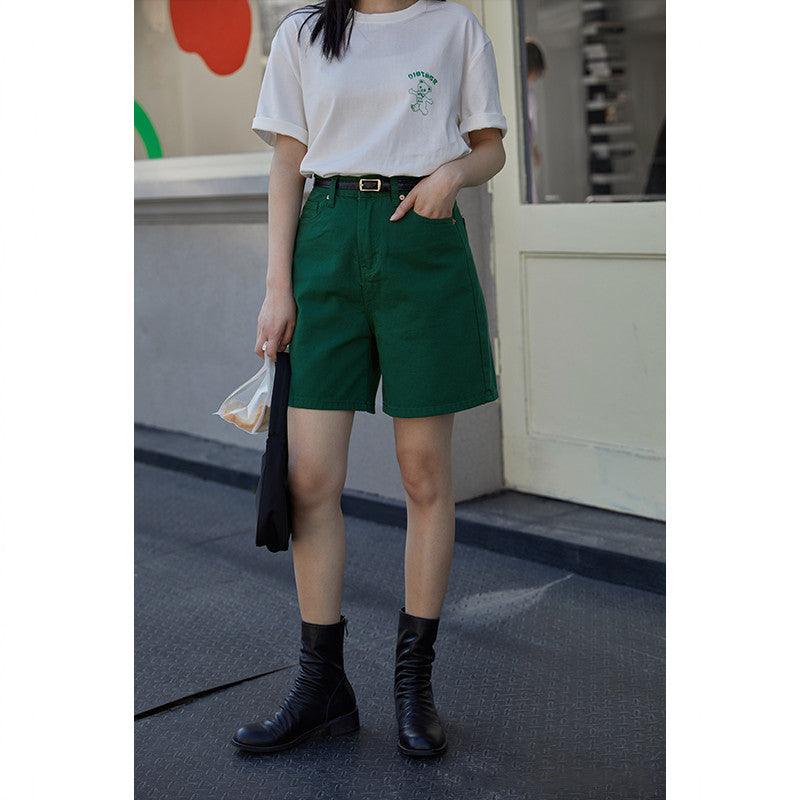 New Summer Small Tall Waist Slim Straight Five-Point Shorts Women - WOMONA.COM
