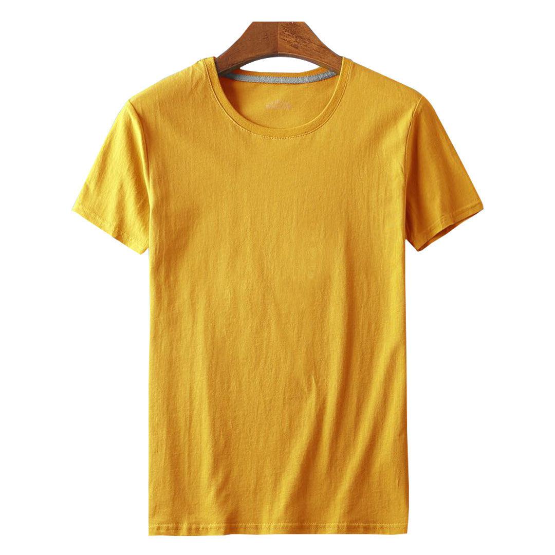 Men S Solid Color Cotton Short Sleeved T Shirt - WOMONA.COM