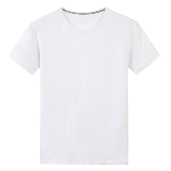 Camiseta de manga corta de algodón de color liso para hombre