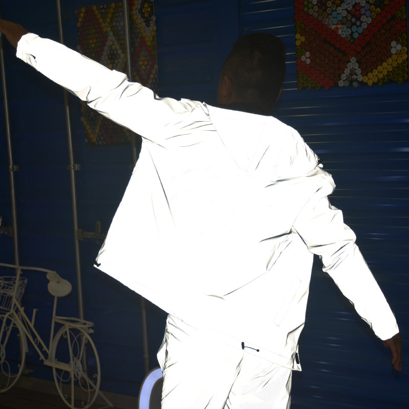 Men's reflective zip-up hip hop jacket