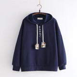 Cartoon Embroidery Drawstring Hoodies Sweatshirts Winter For Women - WOMONA.COM