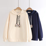 Cartoon Embroidery Drawstring Hoodies Sweatshirts Winter For Women - WOMONA.COM