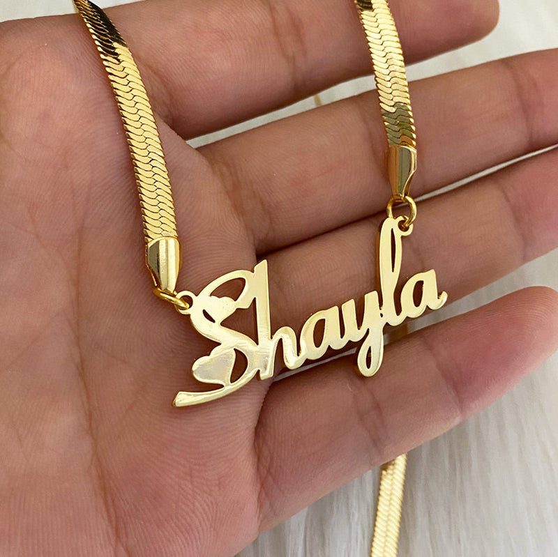 Necklace Stainless Steel Name Snake Chain Necklace - WOMONA.COM